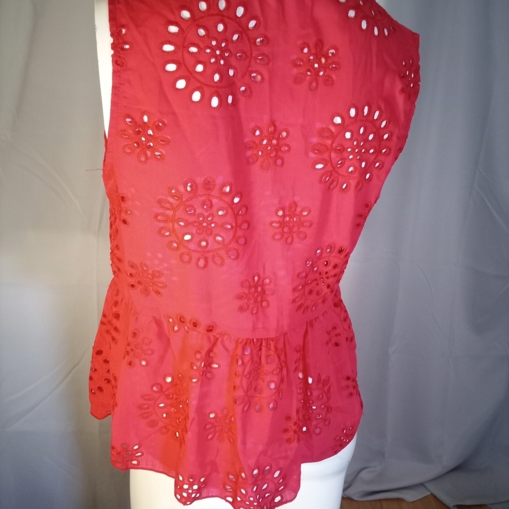 Red Sleeveless Eyelet Top - Picture 3 of 3